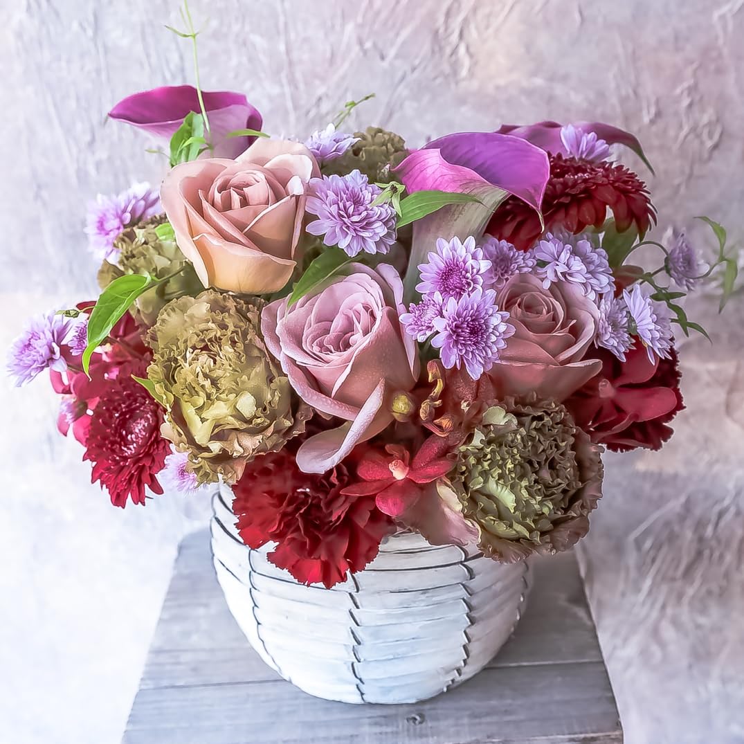 Amazon｜フローリストせきど フラワーアレンジメント Lサイズ パープル